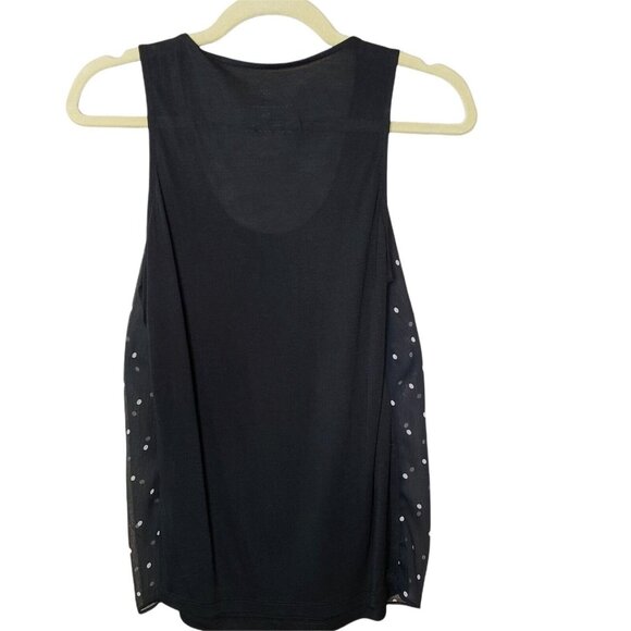 NY & Co Black Polka Dot Sheer Pleated Sleeveless Blouse Size S - Picture 2 of 9
